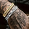 2 Pcs Iced Out Silver & Gold 18K Gold Plated Bling CZ Cuban Miami Link Bracelet